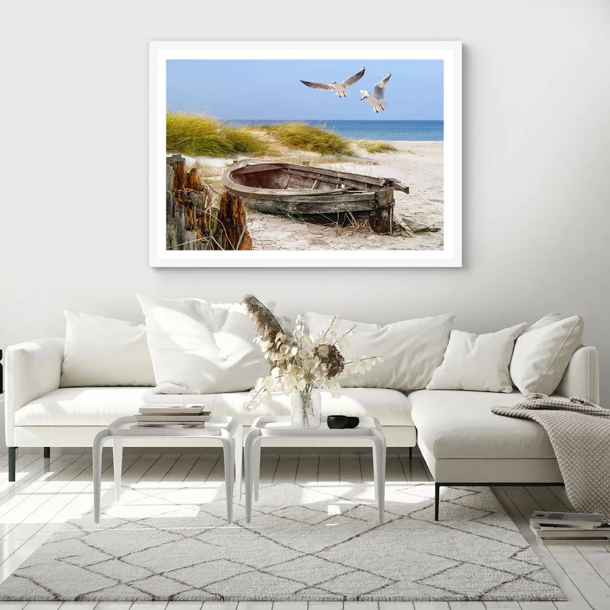 Póster en marco blanco - Bañada por el viento - 70x50 cm