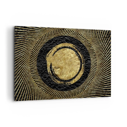 Cuadro sobre lienzo - Impresión de Imagen - Composición geométrica en negro y dorado con rayos. - 120x80cm - Composición glamour - Decoración de pared moderna para salón y dormitorio ARTTOR