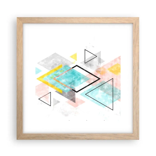 Póster en marco roble claro - Un juego geométrico - 30x30 cm