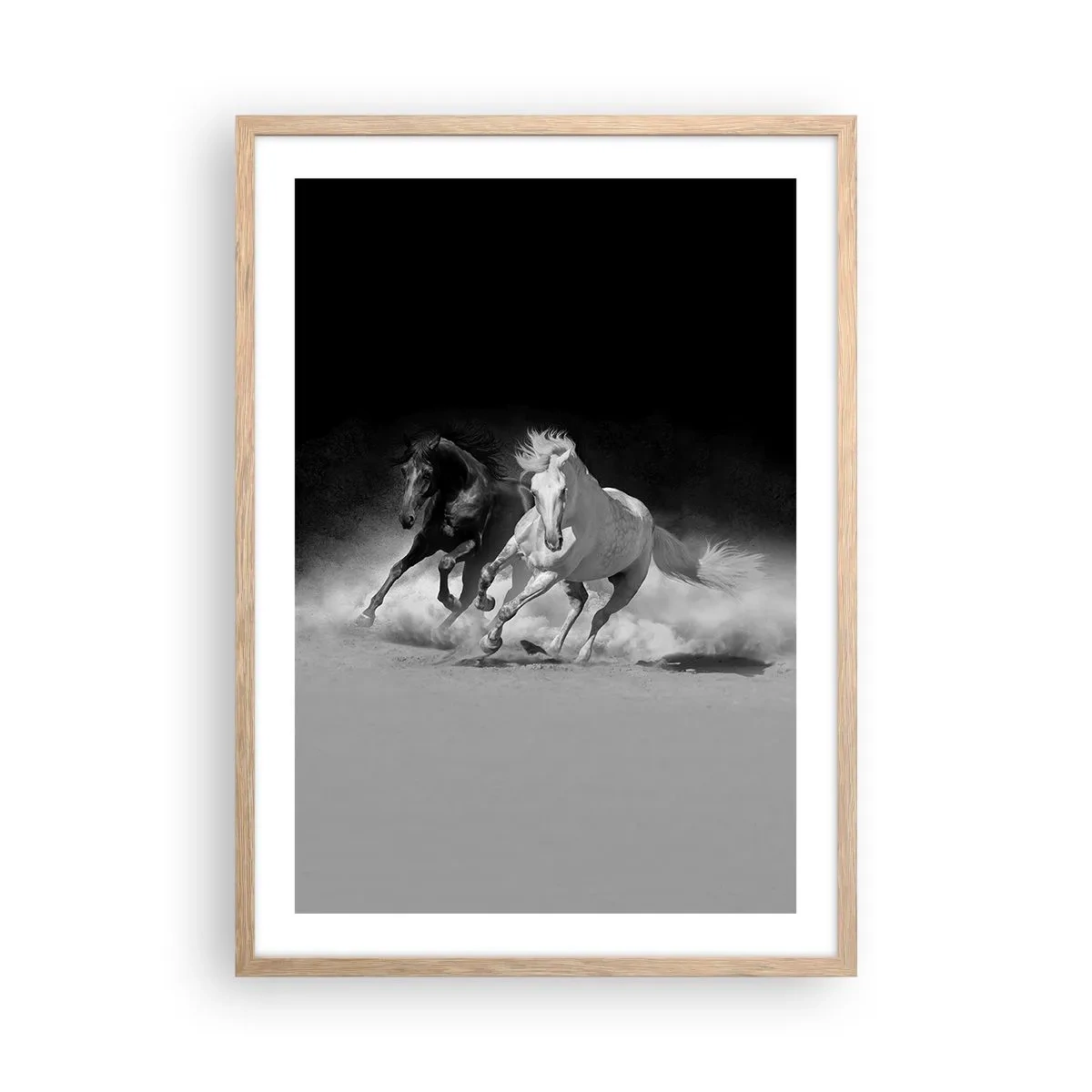 Póster en marco roble claro - El galope de la libertad - 50x70 cm