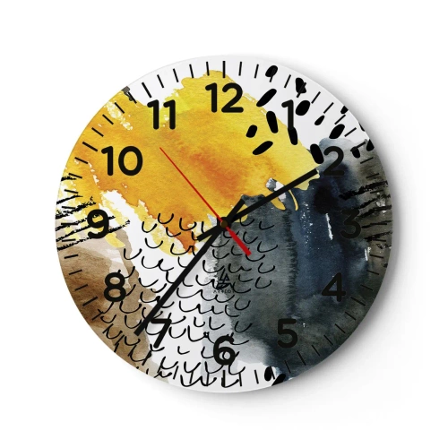 Reloj de pared - Reloj de vidrio - Reunión de los elementos - 40x40 cm