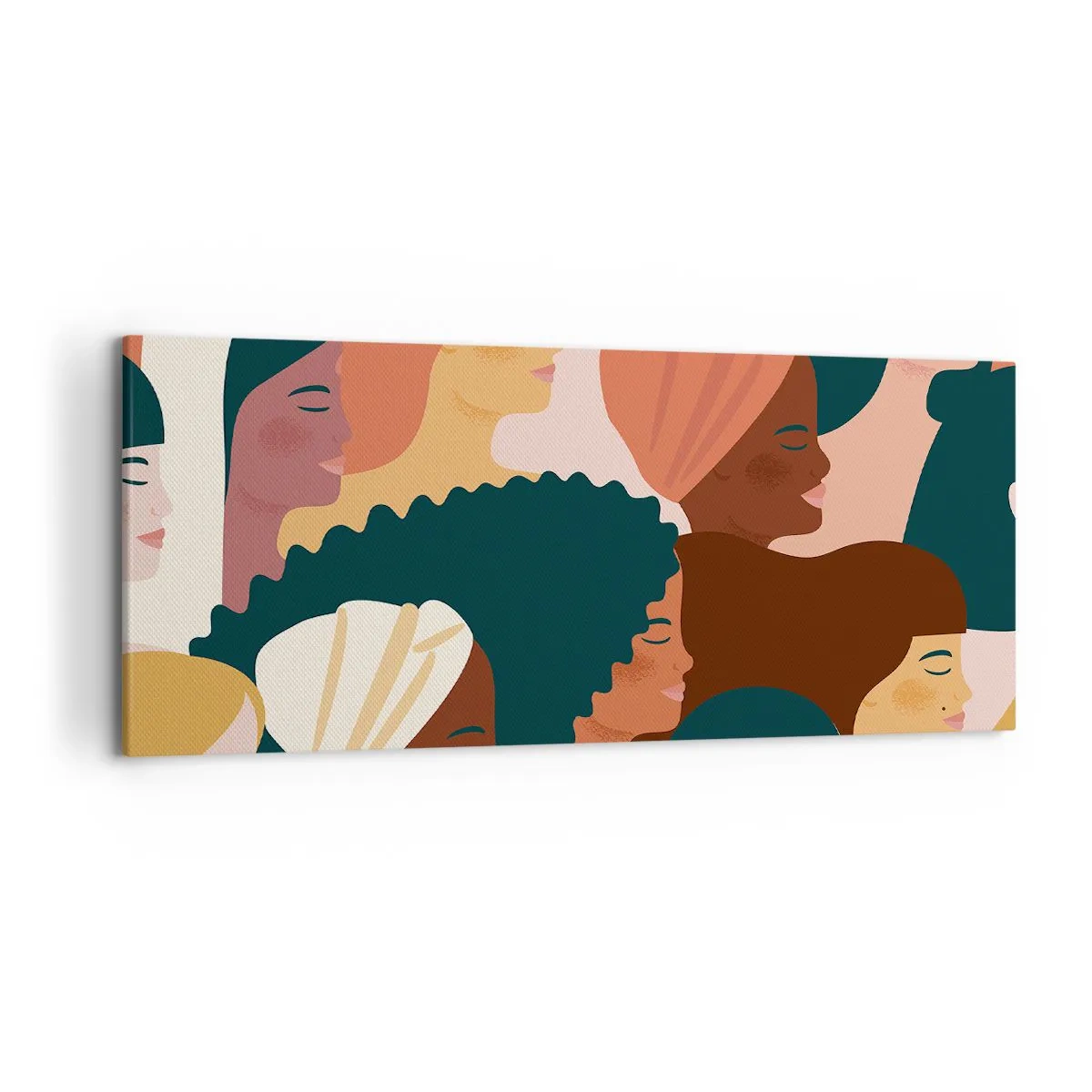 Cuadro sobre lienzo - Impresión de Imagen - Perfiles coloridos de mujeres en diversos estilos. - 120x50cm - La feminidad - Decoración de pared moderna para salón y dormitorio ARTTOR