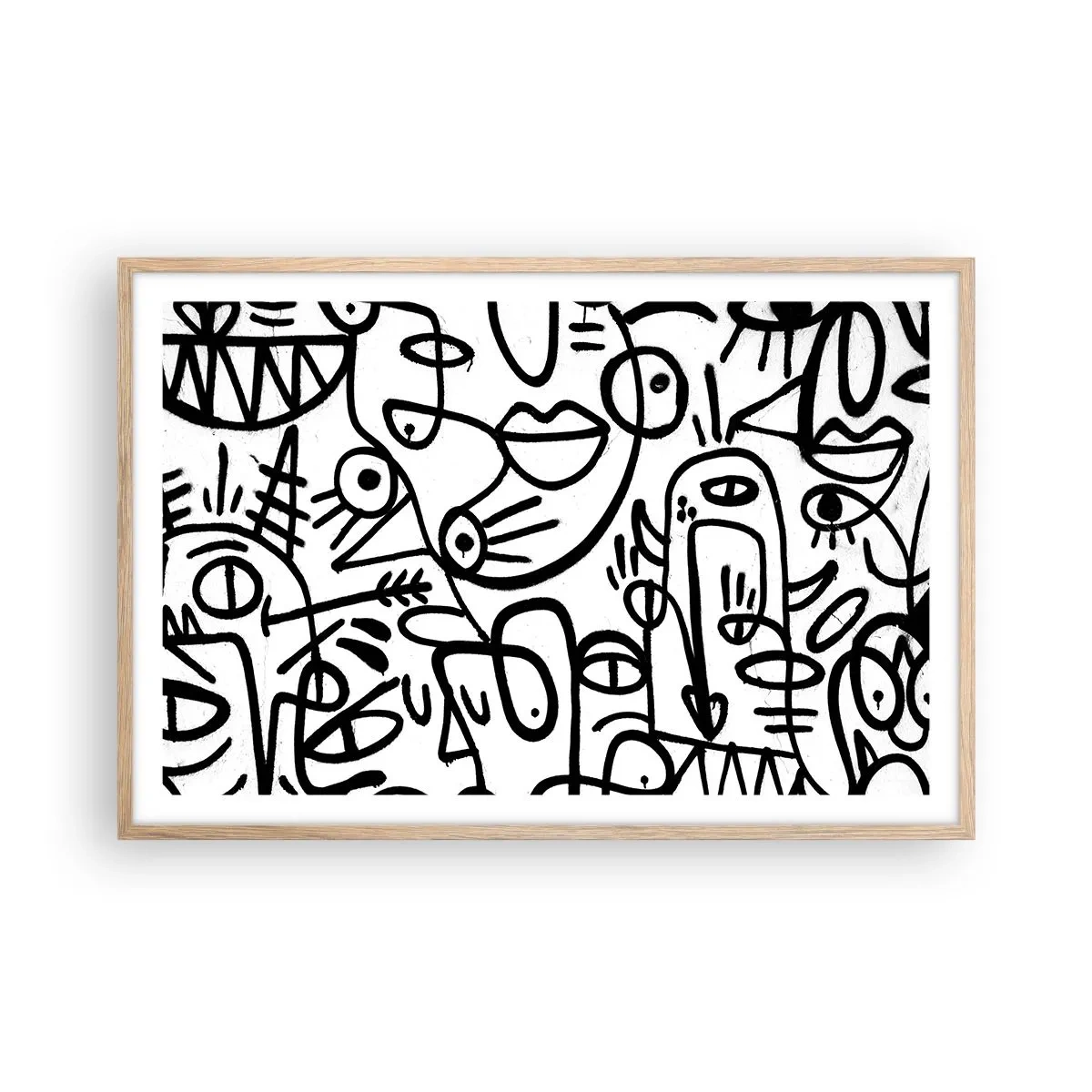 Póster en marco roble claro - Rostros y espejismos - 91x61 cm