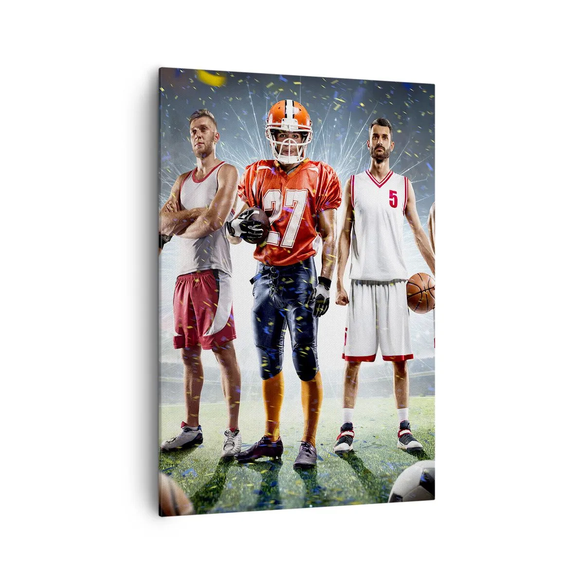 Cuadro sobre lienzo - Impresión de Imagen - Una escena dinámica de atletas de diversas disciplinas en el estadio bajo los focos. - 70x100cm - Gladiadores sobre los terrenos de juego - Decoración de pared moderna para salón y dormitorio ARTTOR