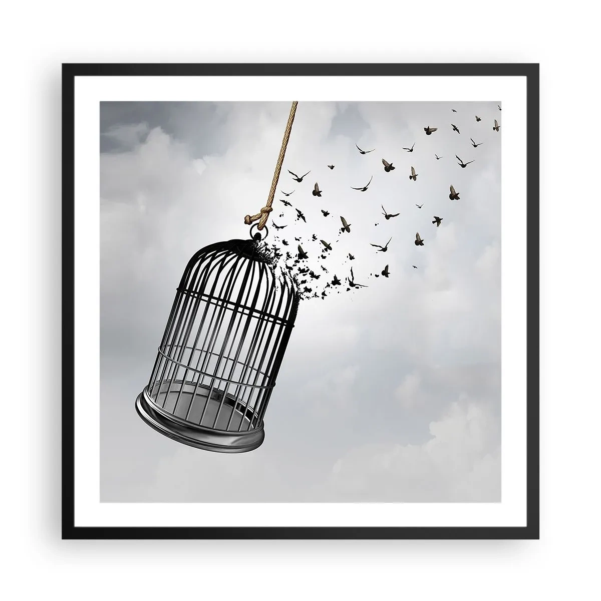 Póster en marco negro - Fe... Esperanza... ¡Libertad! - 60x60 cm