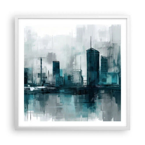 Póster en marco blanco - Ciudad color lluvia - 60x60 cm