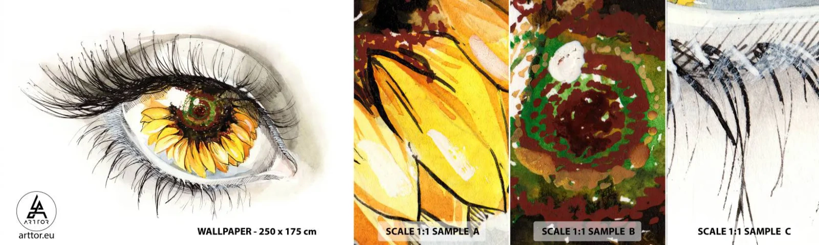 Muestra de fotomural autoadhesivo Deluxe Sticker - Un aspecto tan caluroso como el verano - Abstracción, Gráficos, Ojo - 100x30 cm