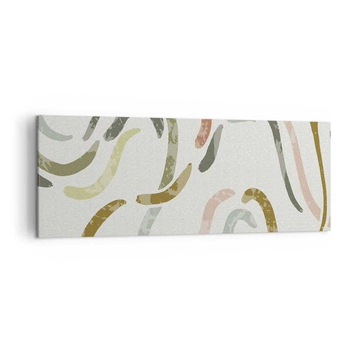 Cuadro sobre lienzo - Impresión de Imagen - Arcos abstractos en colores pastel - 140x50cm - La alegre danza de la abstracción - Decoración de pared moderna para salón y dormitorio ARTTOR