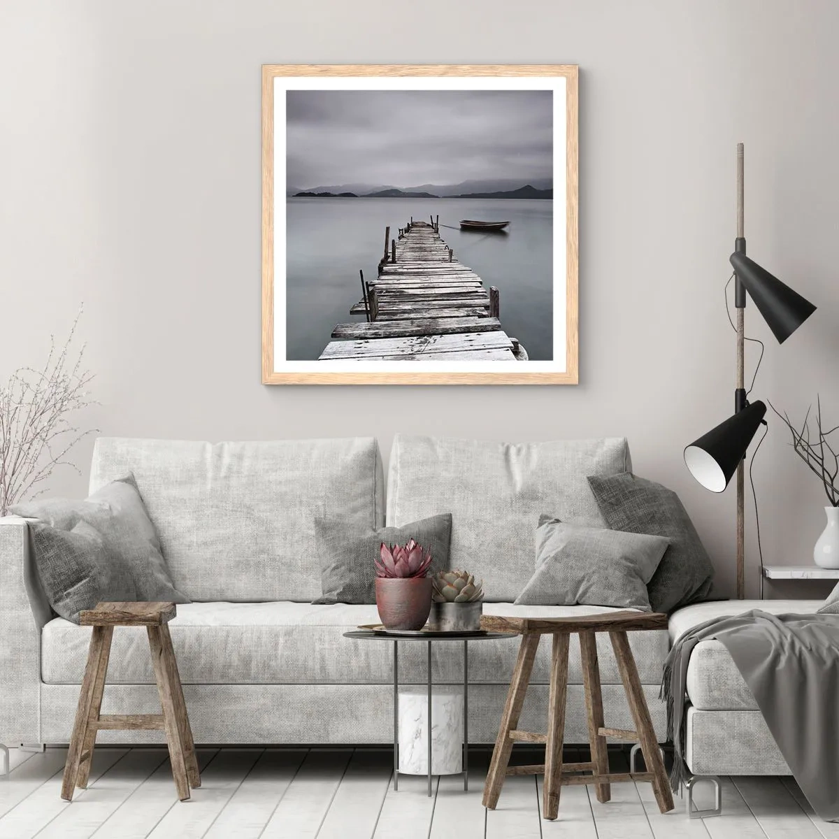 Póster en marco roble claro - Mañana partimos - 50x50 cm