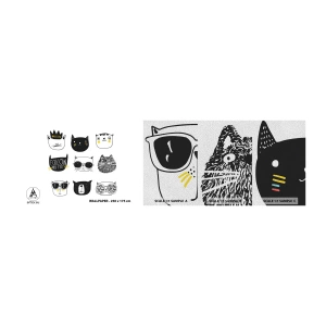 Muestra de fotomural Premium Sand - Cada uno diferente - Gato, Ilustración, Gráficos - 100x30 cm
