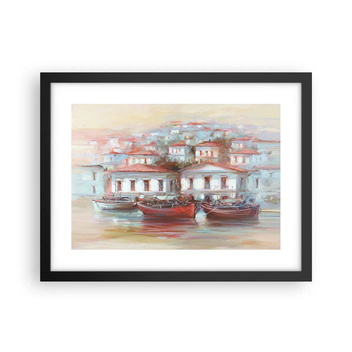 Póster en marco negro - Ciudad feliz - 40x30 cm