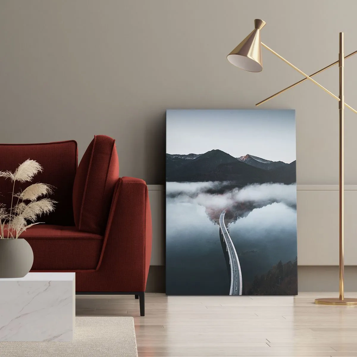 Cuadro sobre lienzo - Impresión de Imagen - Sobre el agua lisa como un espejo - 55x100 cm