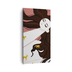 Cuadro sobre lienzo - Impresión de Imagen - Sueño de caballos dorados - 55x100 cm