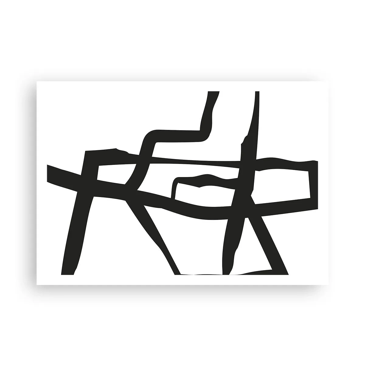 Póster - Patrón minimalista en blanco y negro con líneas geométricas. - 100x70cm - Construcción en blanco y negro - Decoración de pared moderna para salón y dormitorio ARTTOR