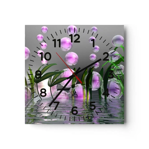 Reloj de pared - Reloj de vidrio - Composición reflexiva de ligereza y vida - 30x30 cm
