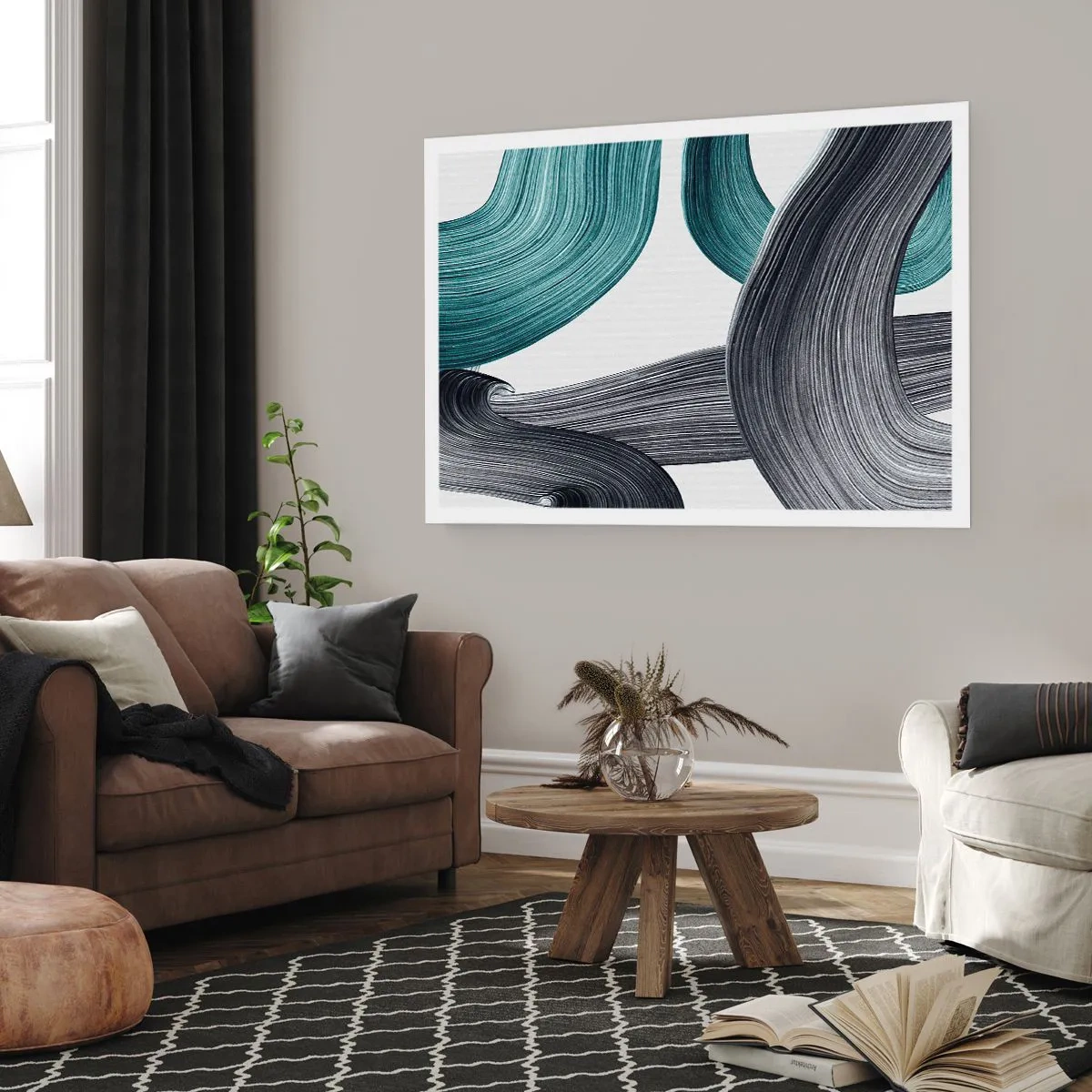 Póster - Senderos esmeralda y negro - 91x61 cm