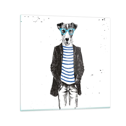 Cuadro sobre vidrio - Impresiones sobre Vidrio - El encanto del perro - 50x50 cm
