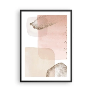 Póster en marco negro - Formas pastel con un delicado acento dorado. - 50x70cm - Una mirada a través del color - Decoración de pared moderna para salón y dormitorio ARTTOR