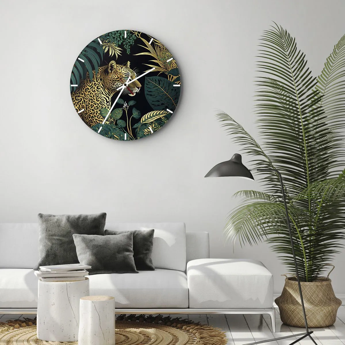 Reloj de pared - Reloj de vidrio - El anfitrión en la jungla - 40x40 cm