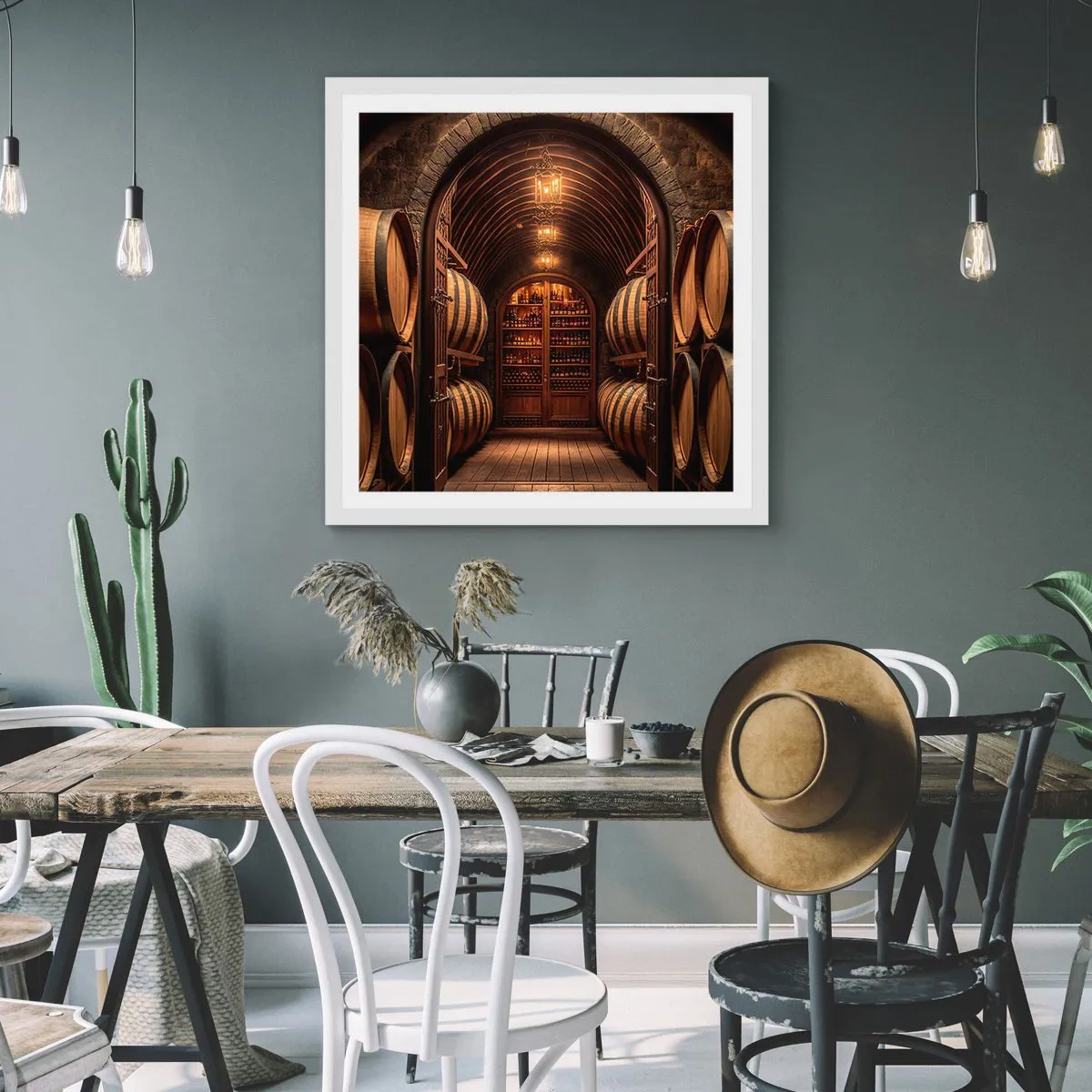 Póster en marco blanco - Sótano atmosférico - 50x50 cm