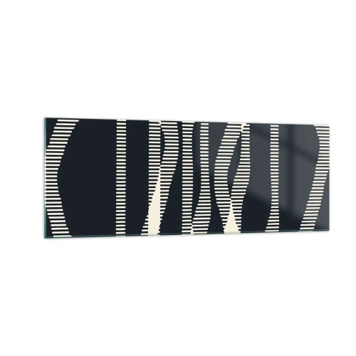 Cuadro sobre vidrio - Impresiones sobre Vidrio - Líneas geométricas en tonos claros sobre un fondo oscuro. - 140x50cm - Un intento de romper la oscuridad - Decoración de pared moderna para salón y dormitorio ARTTOR