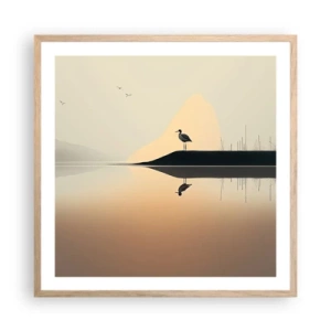 Póster en marco roble claro - Un caballero en el lago - 60x60 cm