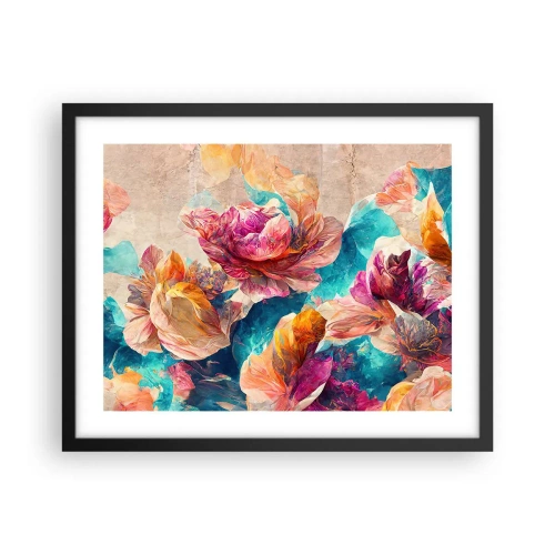 Póster en marco negro - El colorido esplendor de un ramo - 50x40 cm