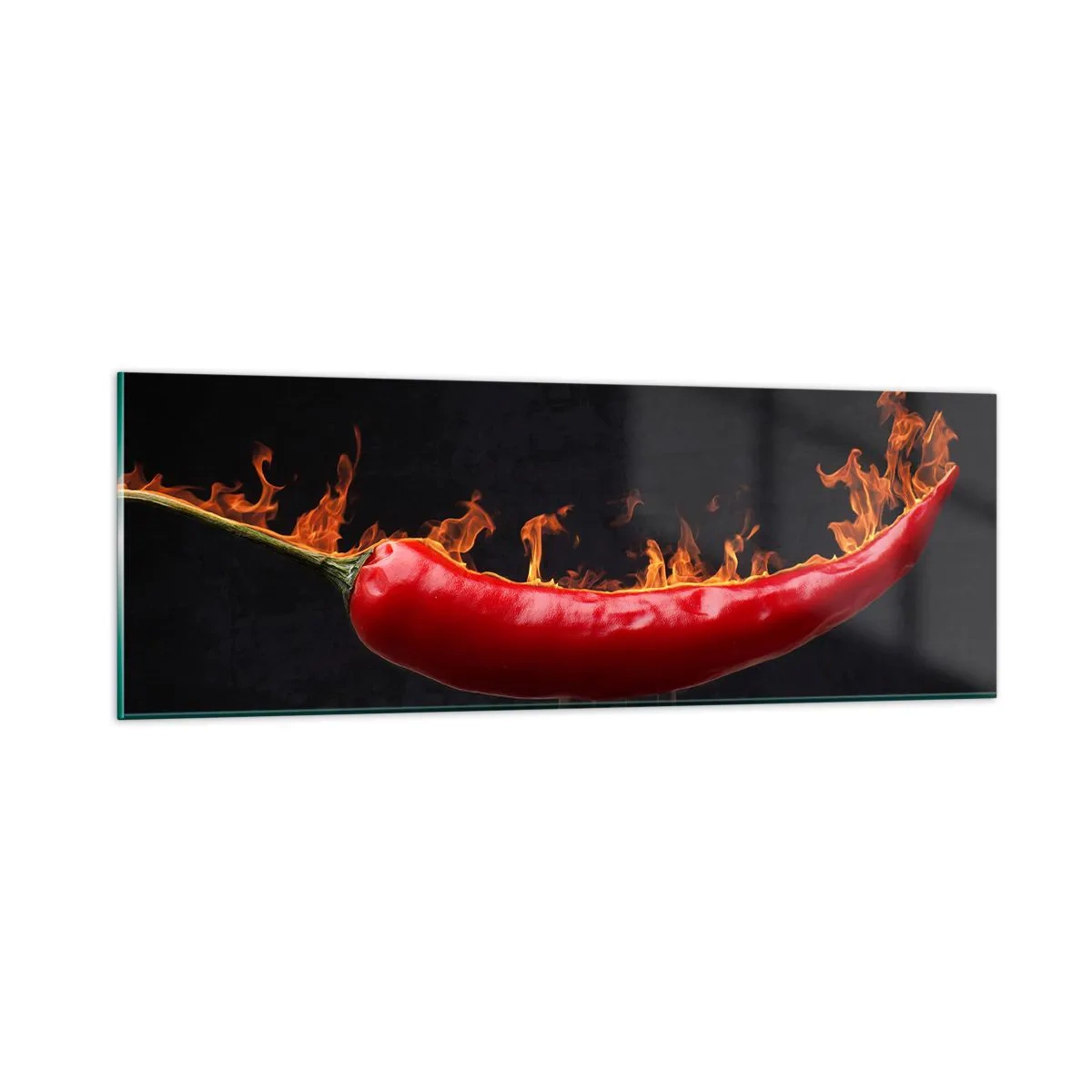 Cuadro sobre vidrio - Impresiones sobre Vidrio - Un aperitivo ardiente - 90x30 cm