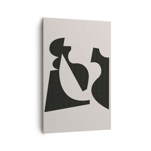 Cuadro sobre lienzo - Impresión de Imagen - Composición geométrica abstracta en blanco y negro - 80x120cm - Para automontaje - Decoración de pared moderna para salón y dormitorio ARTTOR