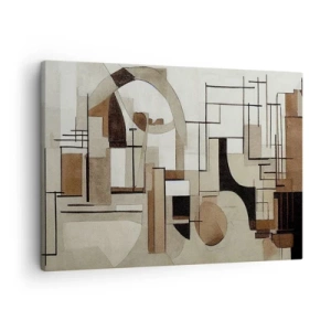 Cuadro sobre lienzo - Impresión de Imagen - Abstracción arquitectónica en beige y marrón. - 70x50cm - Paisaje urbano 2.0 - Decoración de pared moderna para salón y dormitorio ARTTOR
