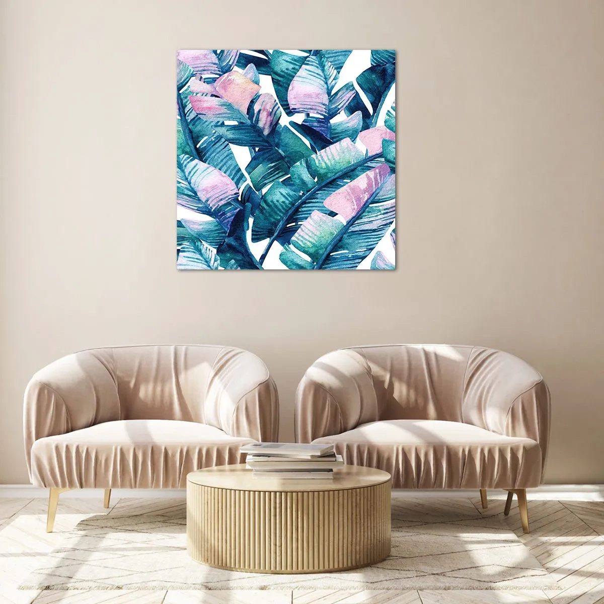 Cuadro sobre vidrio - Impresiones sobre Vidrio - En una plantación de plátanos - 30x30 cm