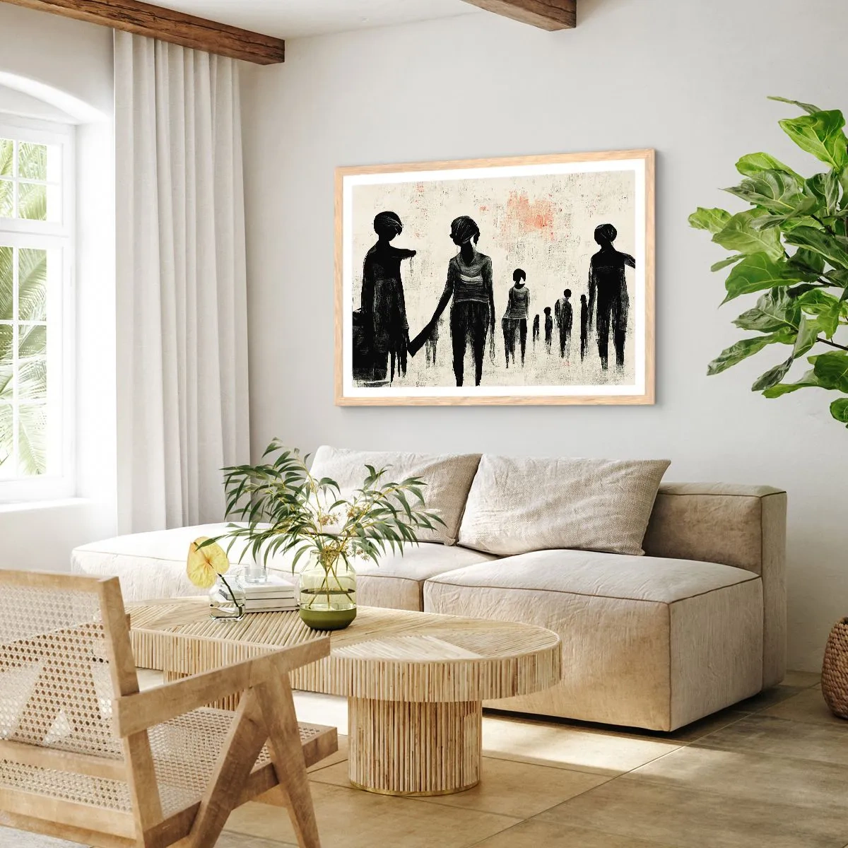 Póster en marco roble claro - Contra la soledad - 91x61 cm