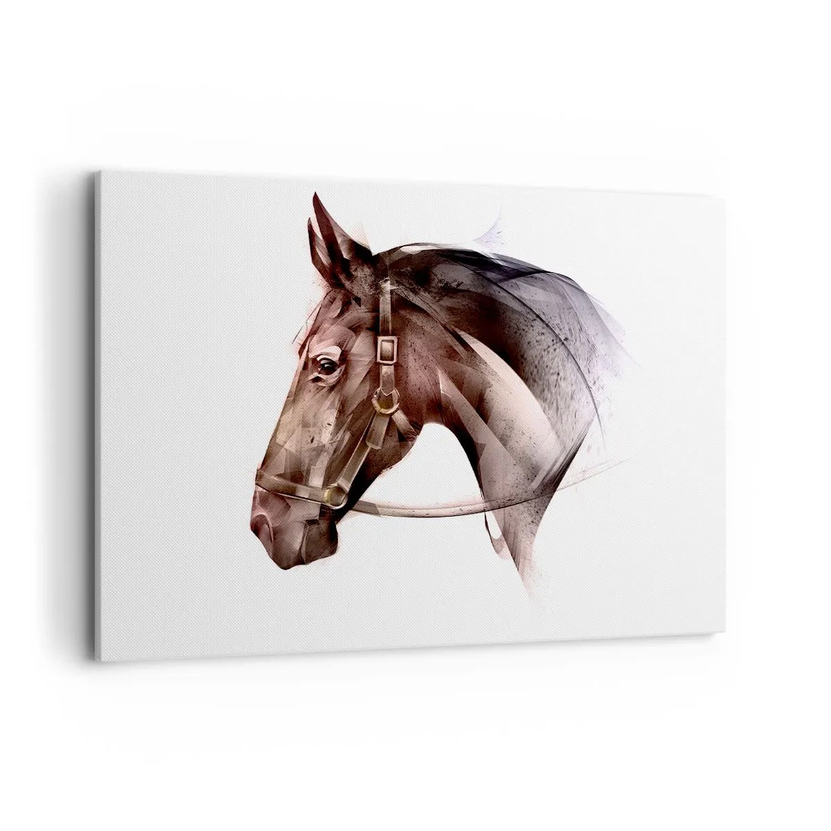 Cuadro sobre lienzo - Impresión de Imagen - Un perfil de caballo en una delicada forma artística sobre un fondo blanco. - 120x80cm - Elegancia - Decoración de pared moderna para salón y dormitorio ARTTOR