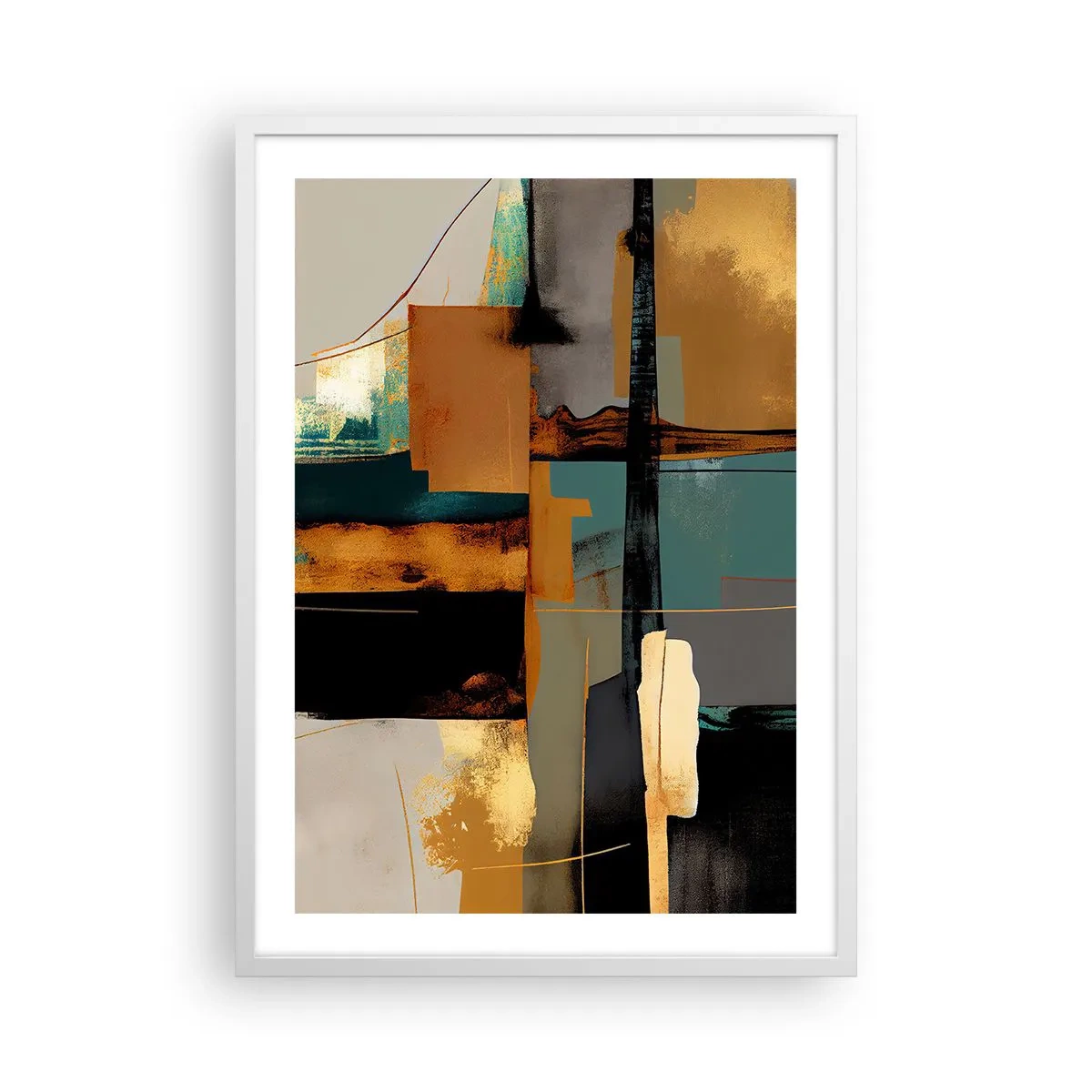 Póster en marco blanco - Abstracción: luces y sombras - 50x70 cm