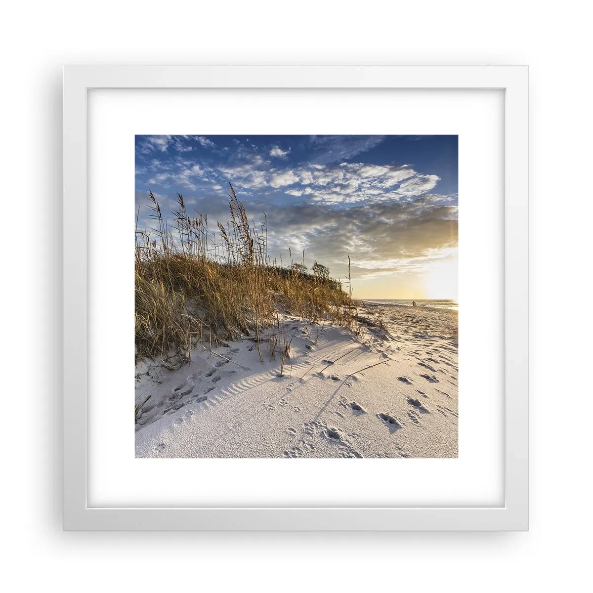 Póster en marco blanco - Invitación a un paseo - 30x30 cm