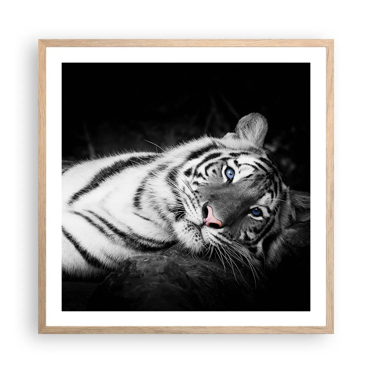 Póster en marco roble claro - Salvaje y tranquilo - 60x60 cm