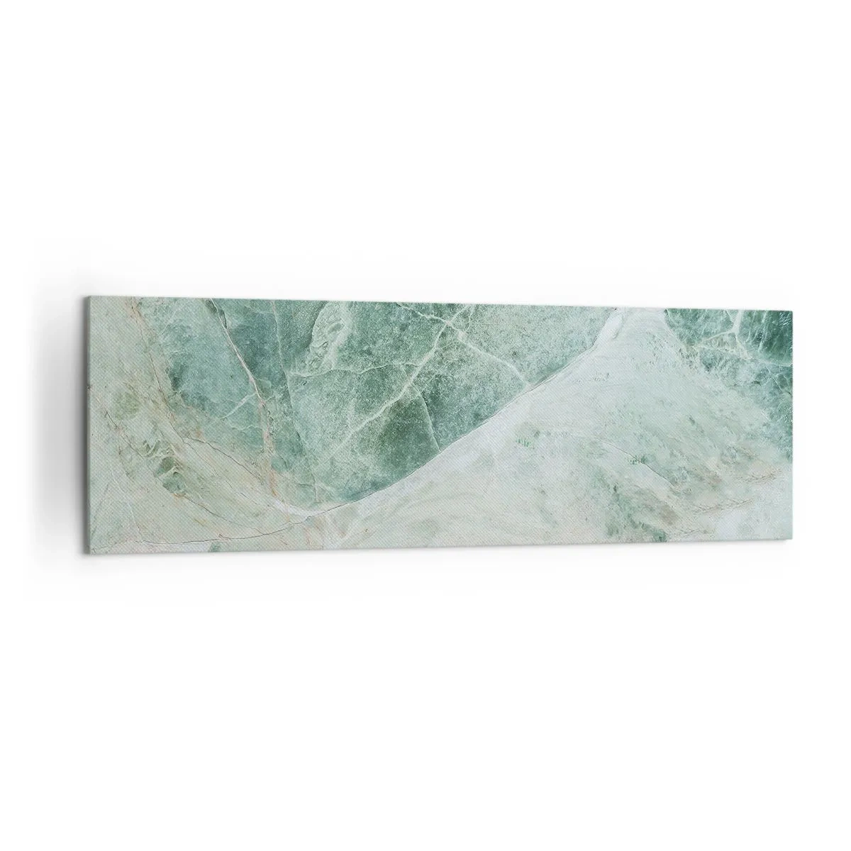 Cuadro sobre lienzo - Impresión de Imagen - Mármol verde con delicadas vetas blancas. - 160x50cm - El noble frescor de la piedra - Decoración de pared moderna para salón y dormitorio ARTTOR
