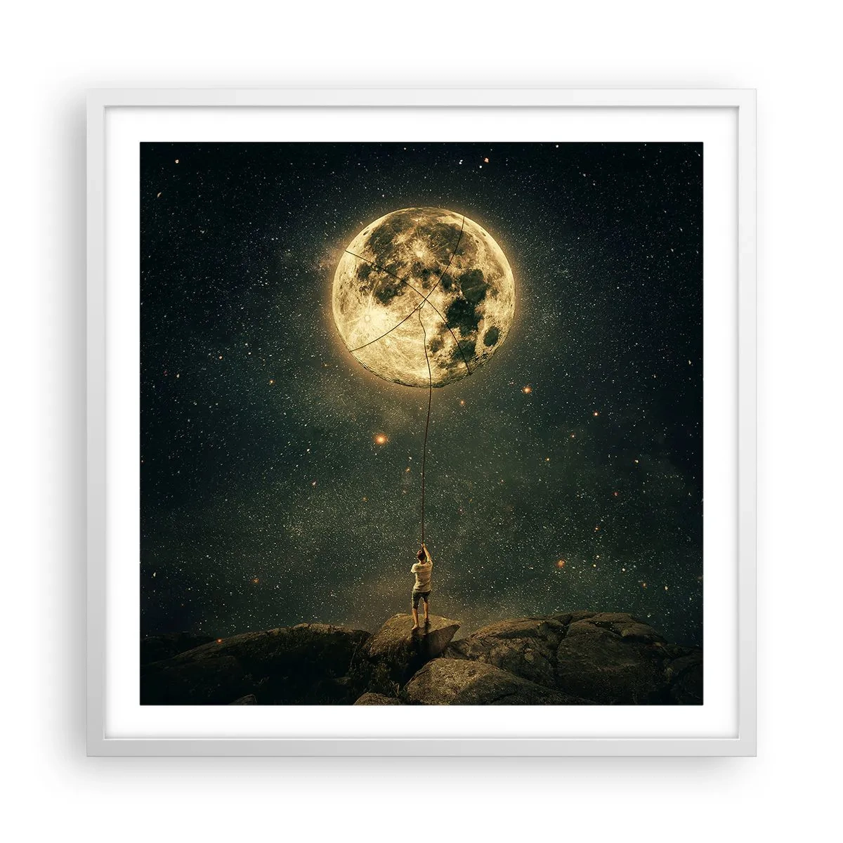 Póster en marco blanco - El que robó la luna - 60x60 cm