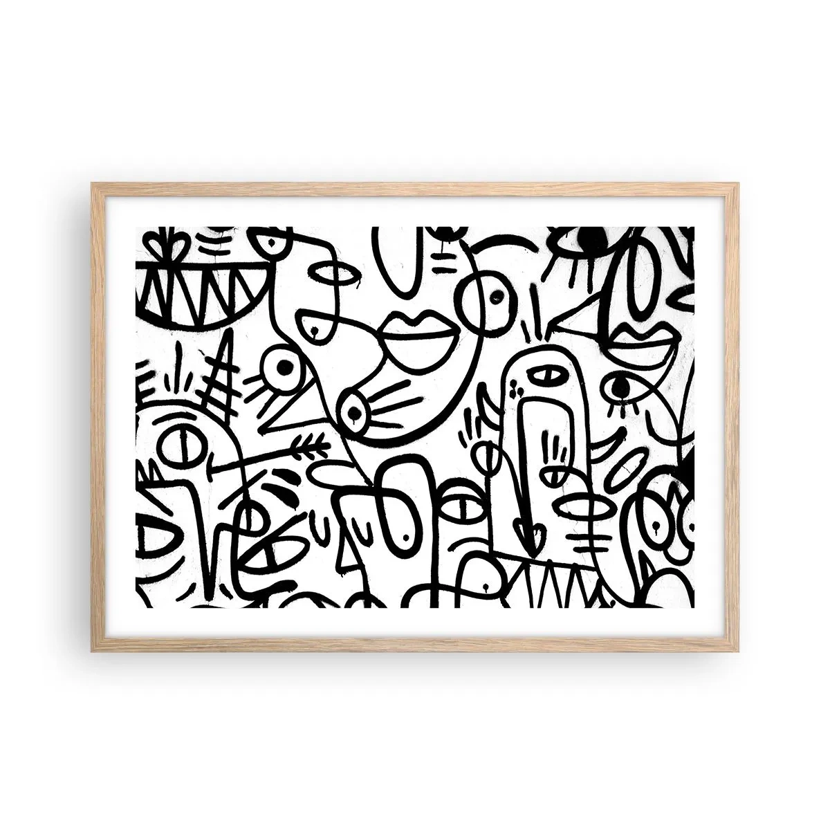 Póster en marco roble claro - Rostros y espejismos - 70x50 cm