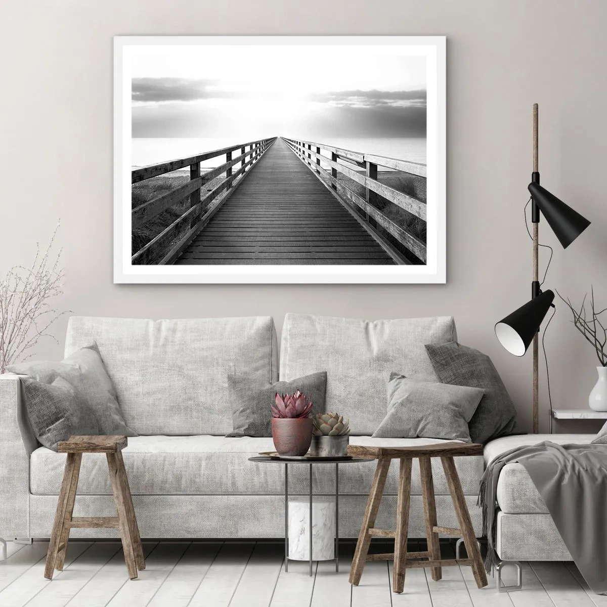 Póster en marco blanco - En la distancia... - 100x70 cm