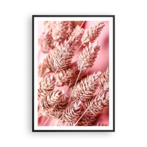 Póster en marco negro - Estructura floral en rosa - 70x100 cm