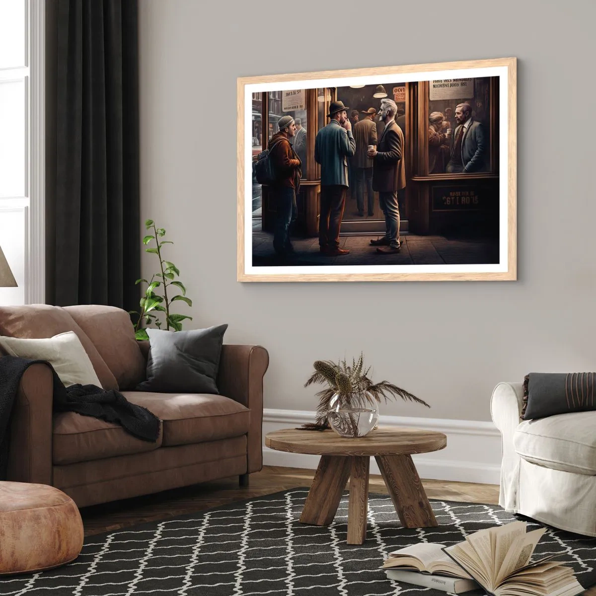 Póster en marco roble claro - Un buen momento del día - 100x70 cm