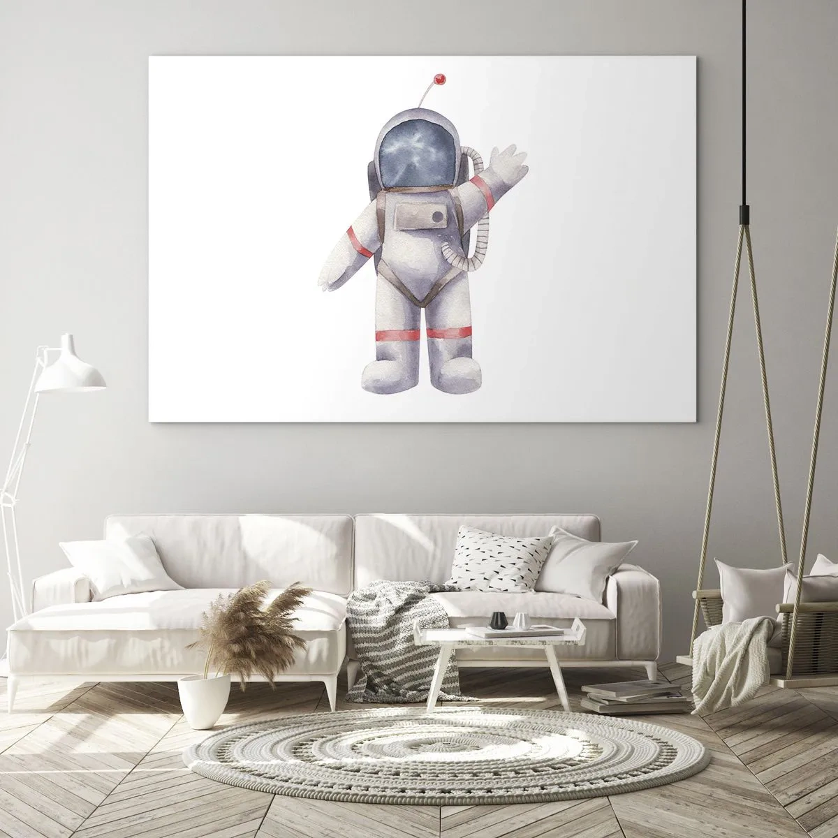 Cuadro sobre vidrio - Impresiones sobre Vidrio - Astronauta saludando en el espacio - 100x70cm - Esto es todo por ahora - Decoración de pared moderna para salón y dormitorio ARTTOR