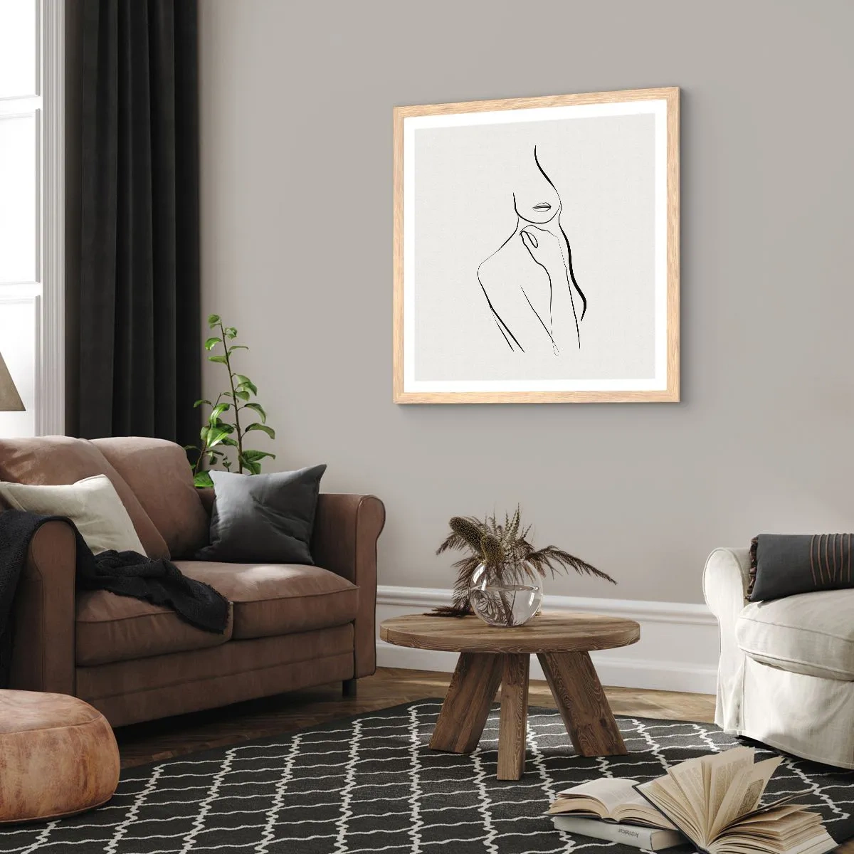 Póster en marco roble claro - Una ola de melancolía - 50x50 cm