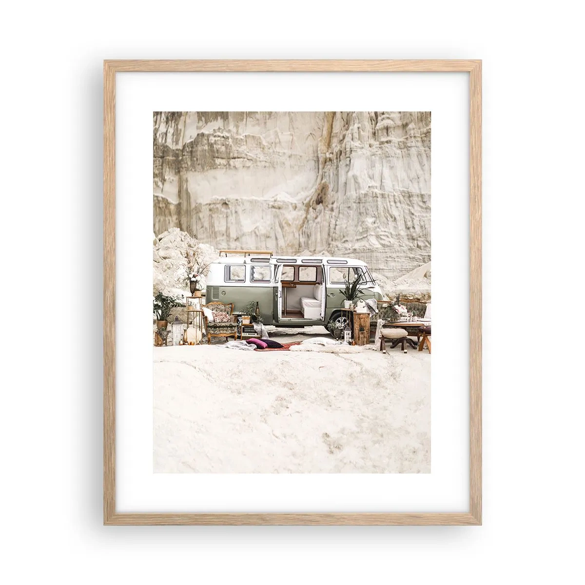 Póster en marco roble claro - Hora de empezar el viaje - 40x50 cm