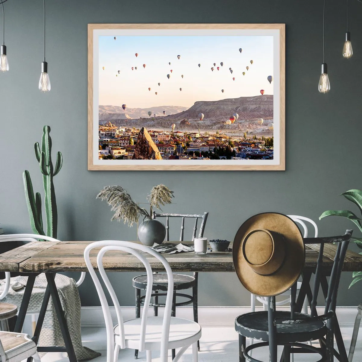 Póster en marco roble claro - Surcando los cielos - 50x40 cm