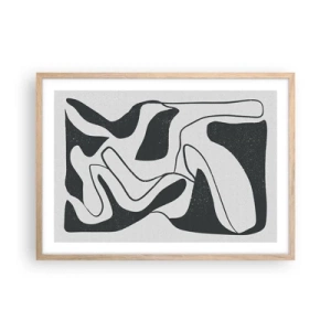 Póster en marco roble claro - Juego abstracto en un laberinto - 70x50 cm