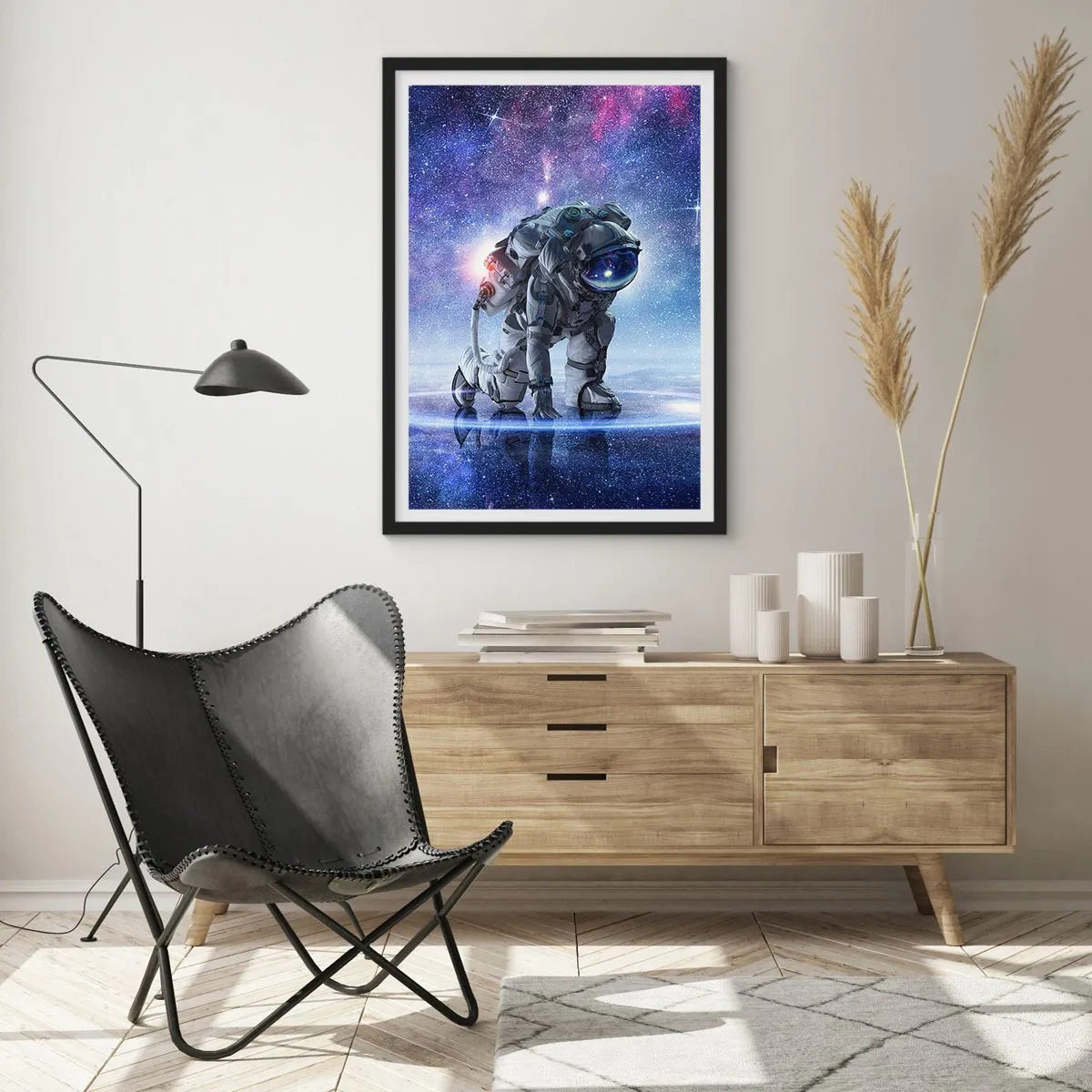 Póster en marco negro - Astronauta en el contexto del espacio exterior - 50x70cm - Cielo estrellado sobre mí - Decoración de pared moderna para salón y dormitorio ARTTOR