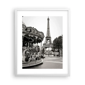 Póster en marco blanco - Tal diversión solo en París - 40x50 cm