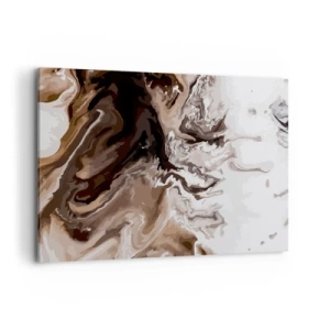 Cuadro sobre lienzo - Impresión de Imagen - Abstracción en tonos marrones con líneas dinámicas. - 100x70cm - Contenencia del color - Decoración de pared moderna para salón y dormitorio ARTTOR